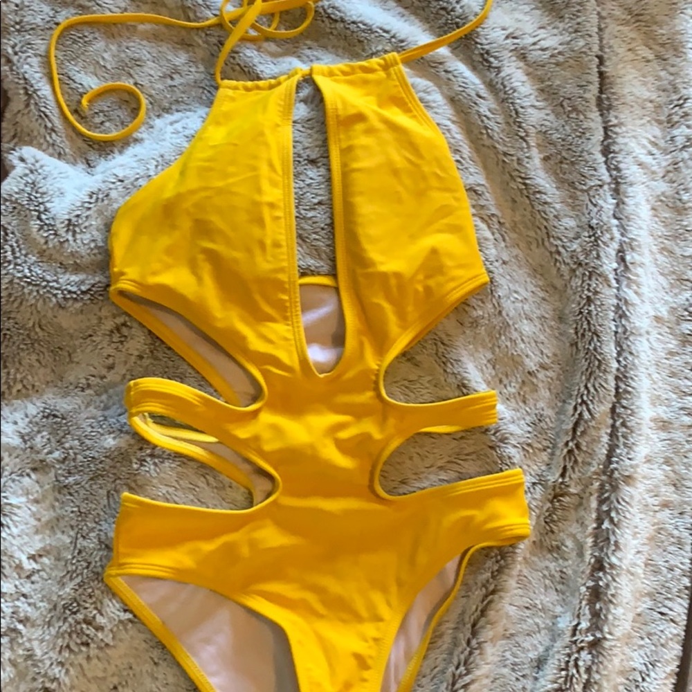 Yellow cutout onepiece